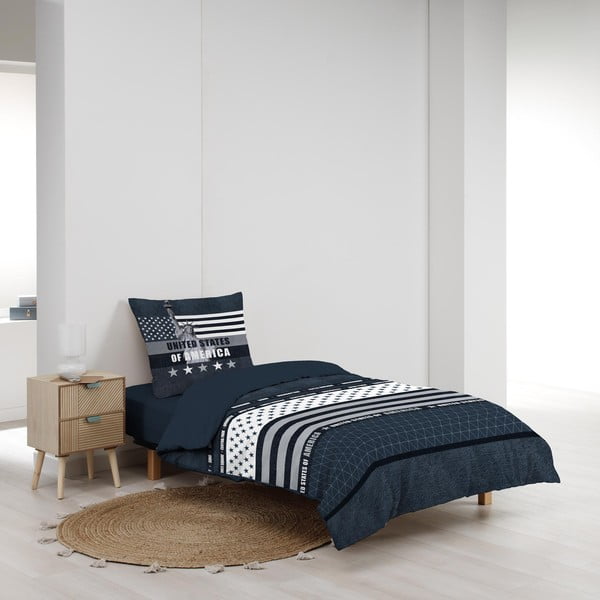 Tmavě modré bavlněné povlečení na jednolůžko 140x200 cm States – douceur d'intérieur-image-2