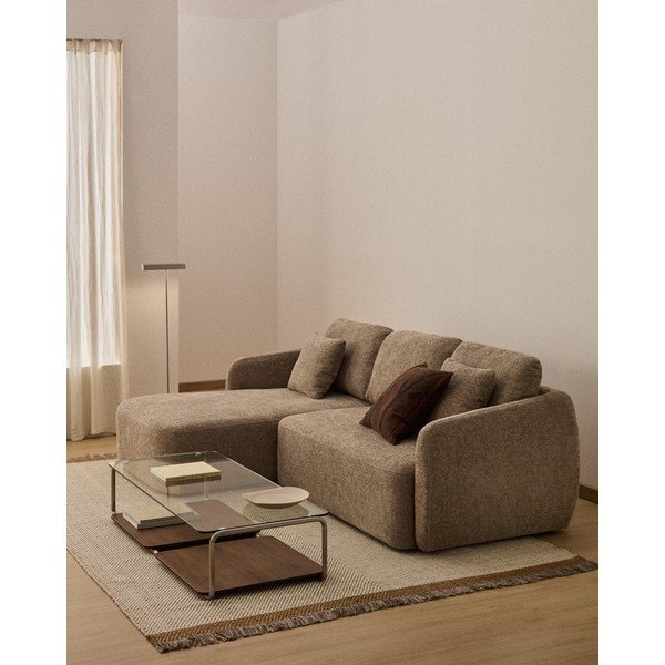 Taupe žinylková rozkládací rohová pohovka (levý roh/s lenoškou) Laira – Kave Home-image-1