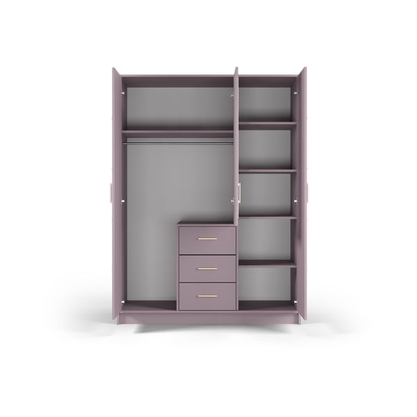 Růžová šatní skříň se zrcadlem 147x200 cm Burren - Cosmopolitan Design-image-4