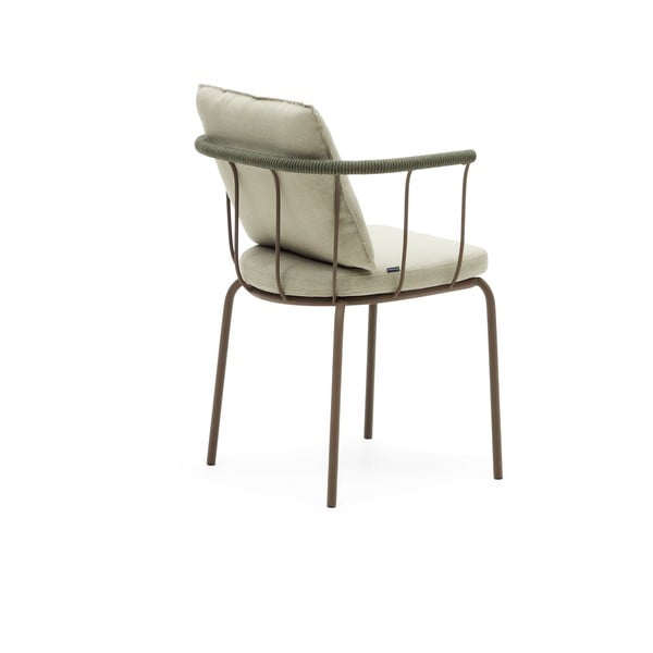 Zelená/béžová kovová zahradní židle Salguer – Kave Home-image-4