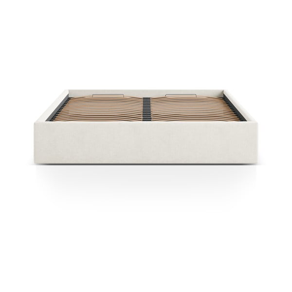 Krémová čalouněná dvoulůžková postel s úložným prostorem/bez čela s roštem 140x200 cm Susan – Micadoni -image-2