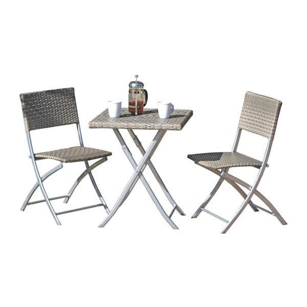 Set 2 šedých zahradních židlí a stolu ADDU Norfolk