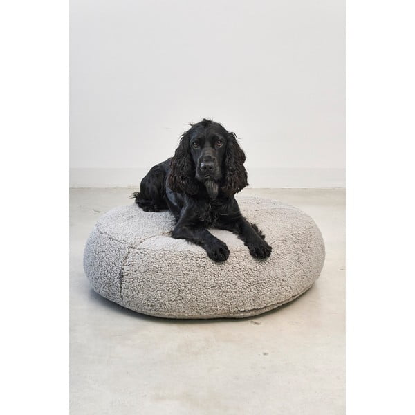 Šedý pelíšek pro psa z materiálu bouclé ø 90 cm Senso Pouffe Pebble M/L – MiaCara-image-3