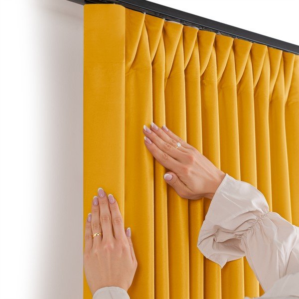 Sametový dimout závěs v hořčicové barvě 530x250 cm Velto – Filumi-image-2