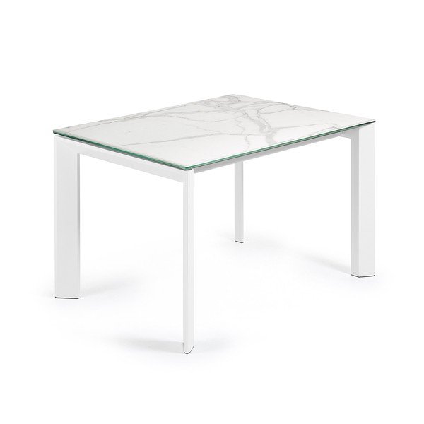 Rozkládací jídelní stůl s přídavnou deskou s deskou v dekoru mramoru 80x120 cm Axis – Kave Home