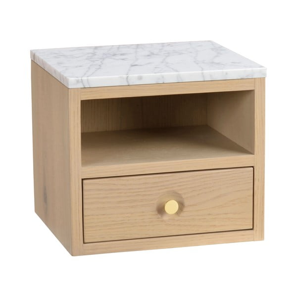 Noční stolek s deskou v dekoru mramoru v přírodní barvě Whitmore – Rowico-image-2