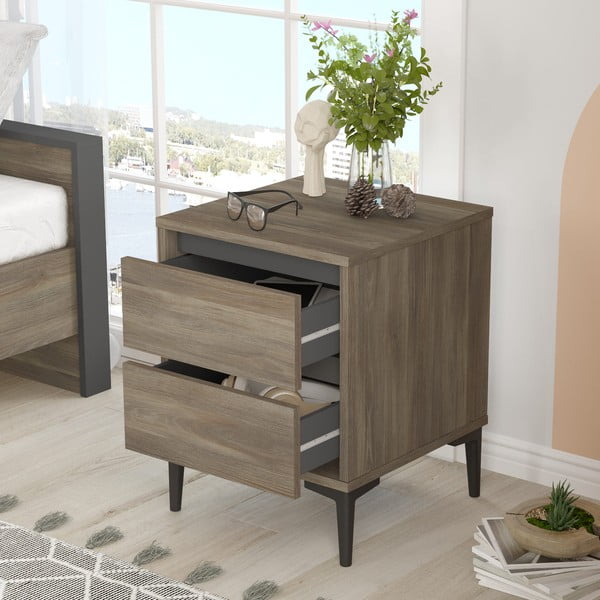 Hnědý noční stolek Elegance – Kalune Design-image-3