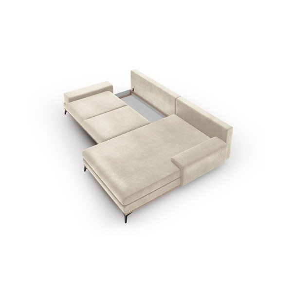 Béžová rozkládací rohová pohovka se sametovým potahem Windsor & Co Sofas Astre, pravý roh-image-4