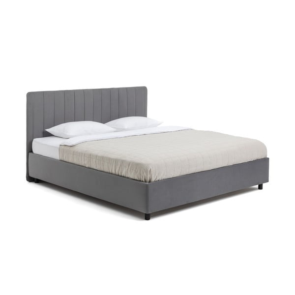 Šedá čalouněná dvoulůžková postel s úložným prostorem s roštem 180x200 cm Myra Slim Line – Bonami Selection