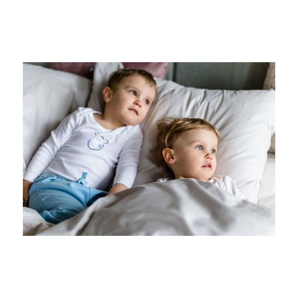 Světle šedý prodloužený povlak na peřinu na dvoulůžko z egyptské bavlny 200x220 cm Perla – WeLoveBeds-image-2