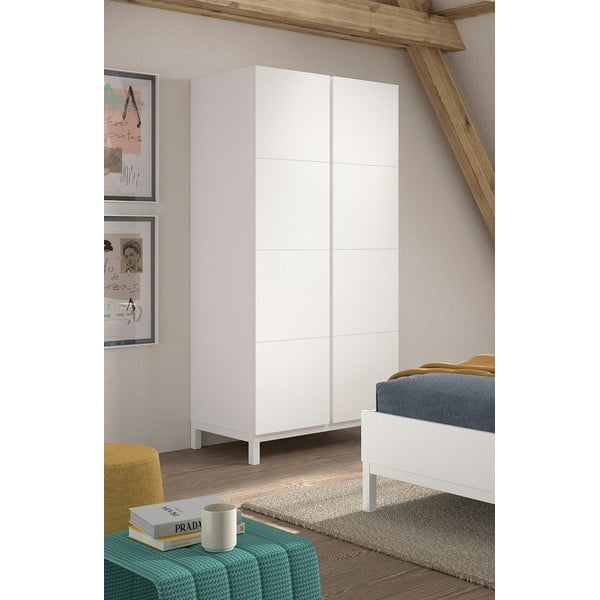 Bílá dětská šatní skříň 99x196x58 cm Eva – Vipack-image-1