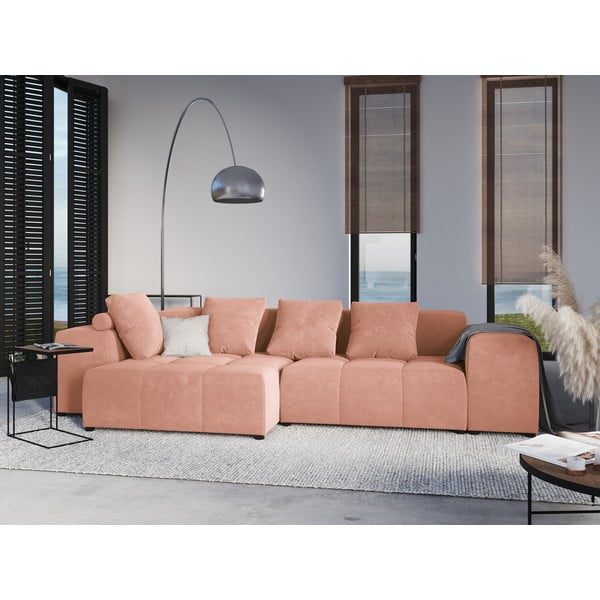 Růžová sametová opěrka k modulární pohovce Rome Velvet - Cosmopolitan Design-image-4