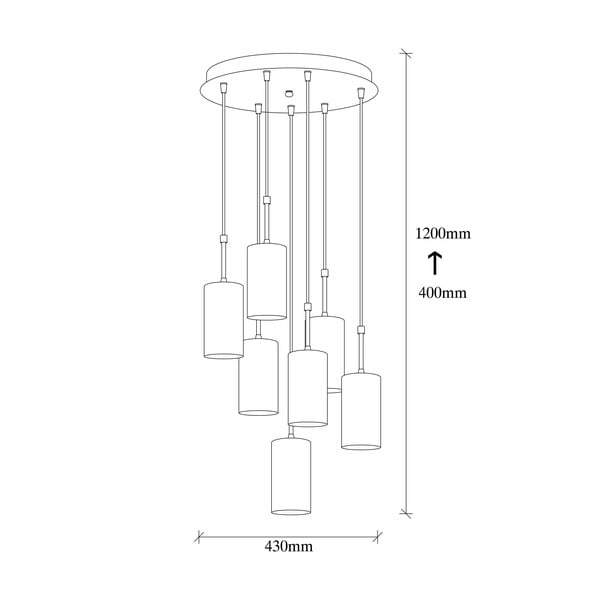 Závěsné svítidlo pro 7 žárovek ve zlaté barvě Opviq lights Kem Tube-image-3