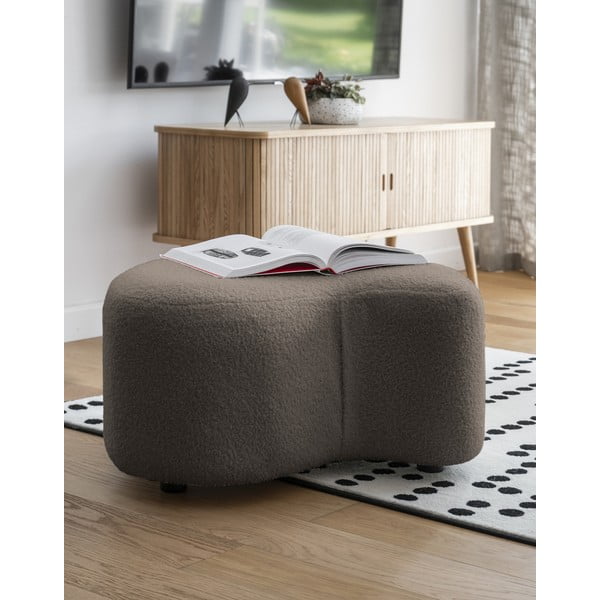 Hnědý taburet z textilie bouclé Miuf – Miuform-image-1