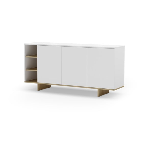 Bílá nízká komoda v dekoru dubu 170x80 cm Cequoia – Marckeric-image-3