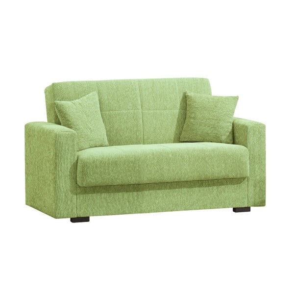 Zelená  dvoumístná rozkládací pohovka s úložným prostorem Esidra Relax