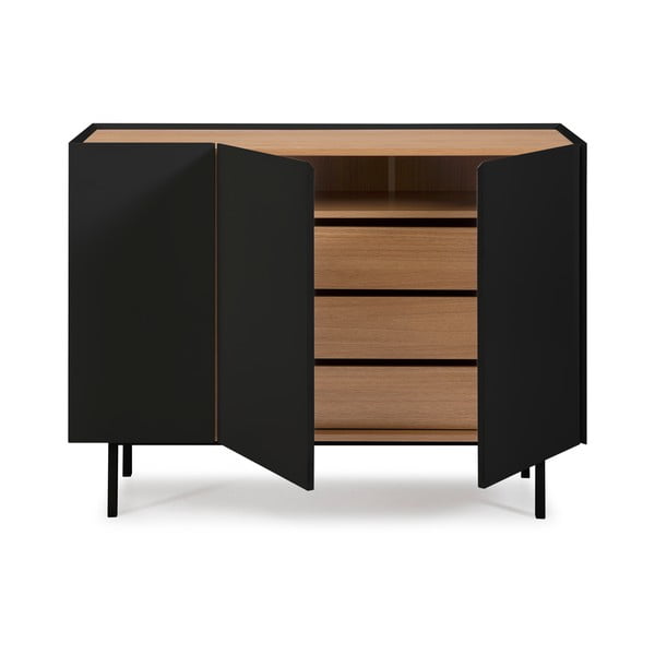 Nízká komoda v dekoru dubu v černo-přírodní barvě 110x85 cm Arista – Teulat-image-3