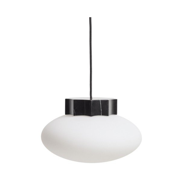 Bílé/černé kovové závěsné svítidlo se skleněným stínidlem ø 26 cm Idela – Kave Home