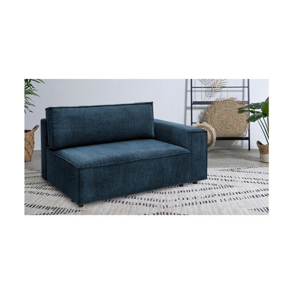 Tmavě modrý manšestrový modul pohovky, pravý roh Nihad modular – Bobochic Paris-image-1