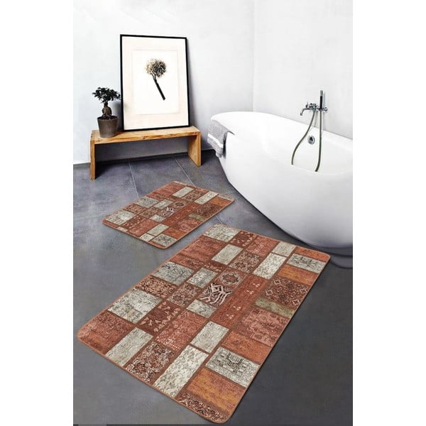 Hnědé sametové koupelnové předložky v sadě 2 ks 60x100 cm – Mila Home-image-2