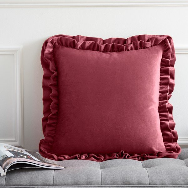 Sametový dekorační polštář 43x43 cm Velvet Double Frill – Catherine Lansfield-image-1