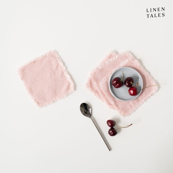 Světle růžové látkové podtácky v sadě 4 ks – Linen Tales-image-1