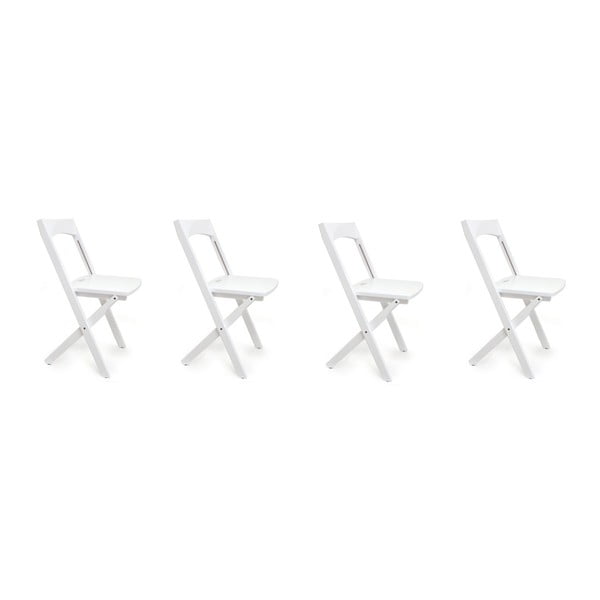 Sada 4 bílých skládacích židlí z bukového dřeva Arredamenti Italia Diana
