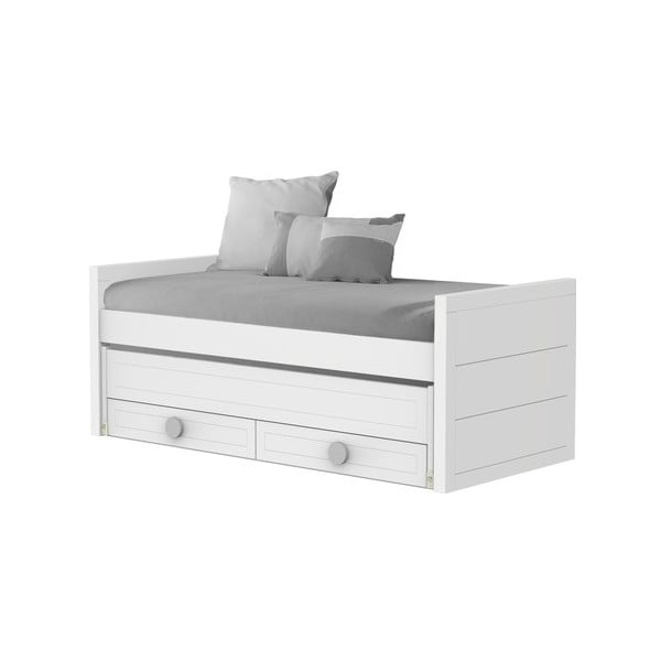 Bílá jednolůžková postel s výsuvným šuplíkem Trébol Mobiliario Sport, 90 x 190/200 cm