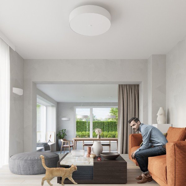 Bílé stropní svítidlo se skleněným stínidlem ø 50 cm Herra – Sollux-image-3