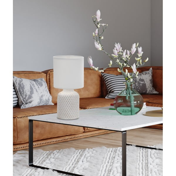 Krémová stolní lampa s textilním stínidlem (výška 32 cm) Iner – Candellux Lighting-image-1