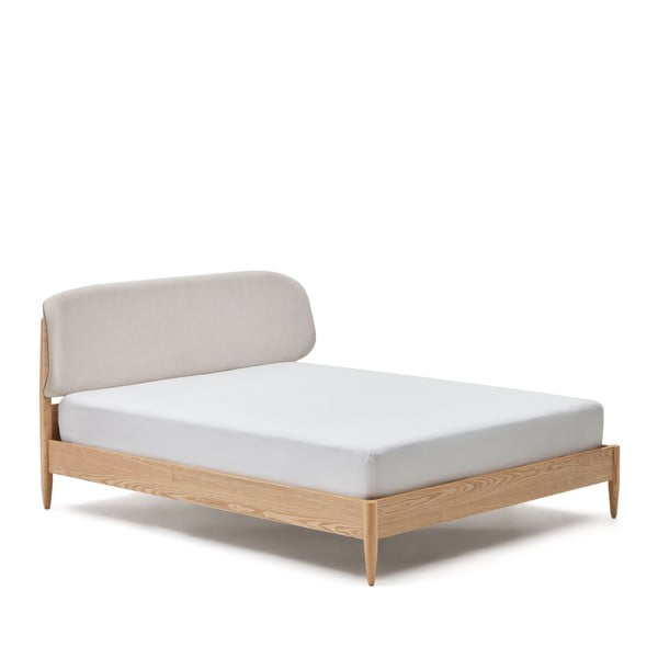Dvoulůžková postel z jasanového dřeva s roštem v béžovo-přírodní barvě 180x200 cm Octavia – Kave Home-image-3