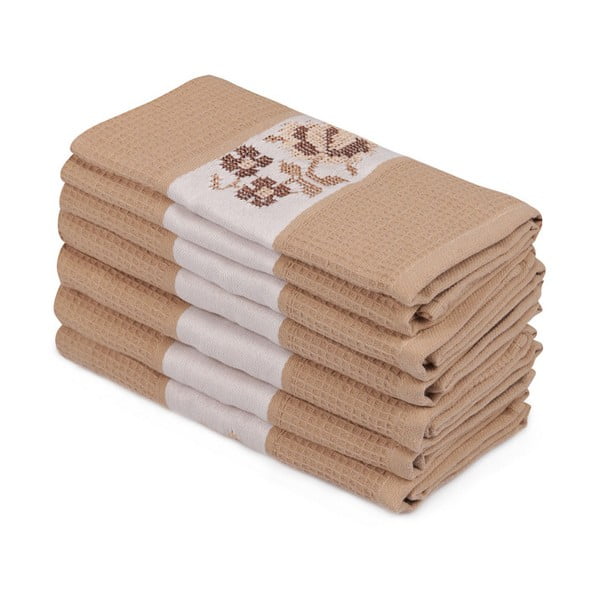Sada 6 hnědých bavlněných ručníků Simplicity, 45 x 70 cm