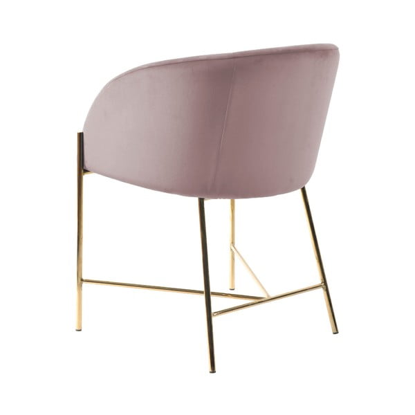 Pastelově růžová židle s nohami ve zlaté barvě Interstil Nelson-image-3