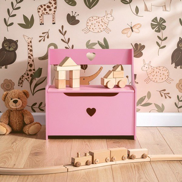 Růžová dětská skříňka s lavicí 60x62x34 cm Pink Heart – Premier Housewares-image-3