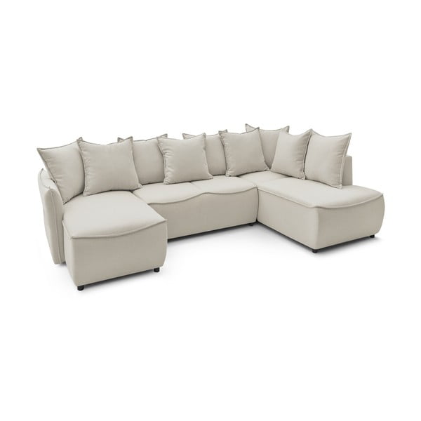 Krémová rozkládací rohová pohovka (pravý roh) Leon – Bobochic Paris-image-4