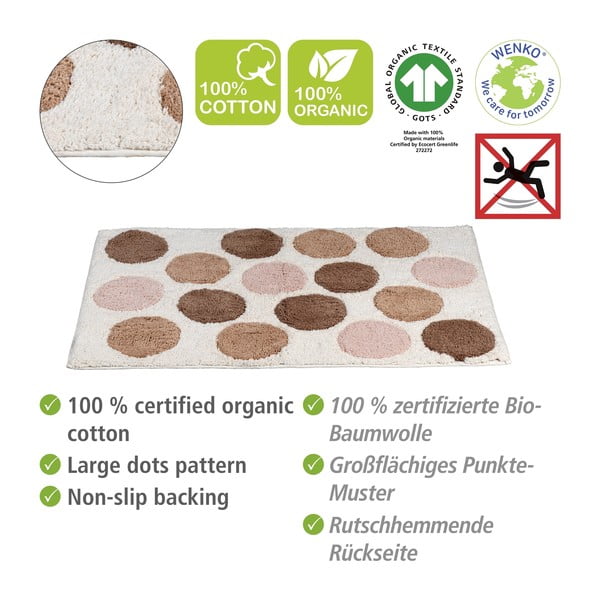 Hnědá/béžová koupelnová předložka z bio bavlny 60x90 cm Tibet – Wenko-image-2