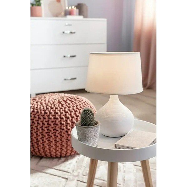 Bílá stolní lampa z keramiky a tkaniny Reality Martin, výška 29 cm-image-1