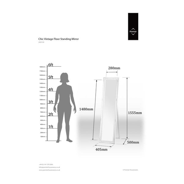 Stojací zrcadlo s dřevěným rámem 40x160 cm Chic – Premier Housewares-image-2