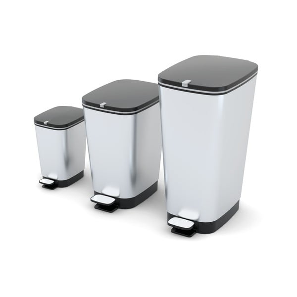 Nášlapný plastový odpadkový koš ve stříbrné barvě 45 l Chic Bin – KIS-image-3
