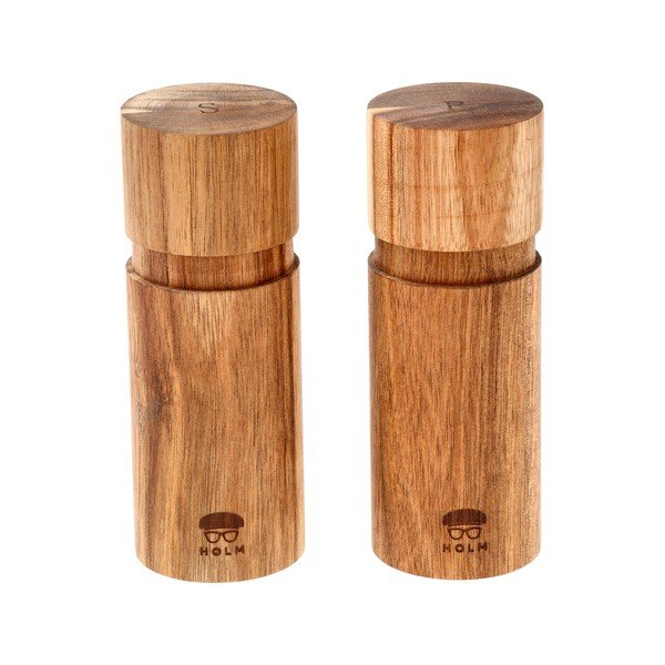 Dřevěná sada mlýnků na pepř a sůl 2 ks v přírodní barvě – Holm