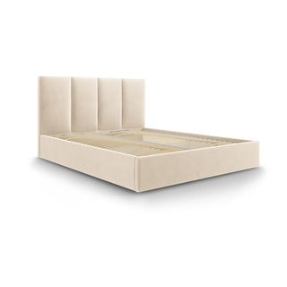 Béžová čalouněná dvoulůžková postel s úložným prostorem s roštem 180x200 cm Juniper – Mazzini Beds