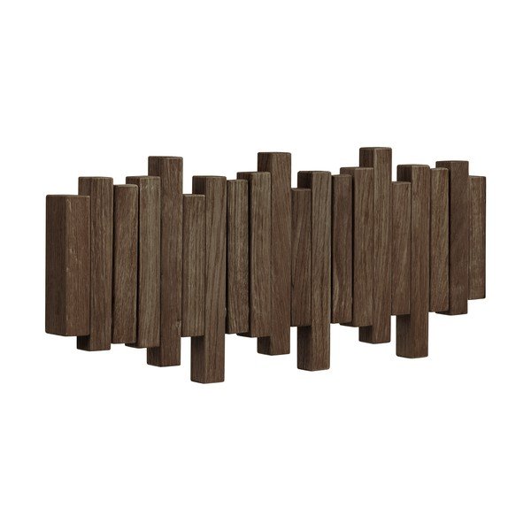 Tmavě hnědý nástěnný věšák z dubového dřeva 40 cm Caltra – House Nordic-image-3