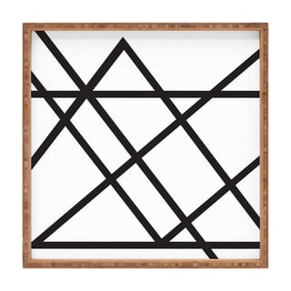 Dřevěný dekorativní servírovací tác Lines, 40 x 40 cm