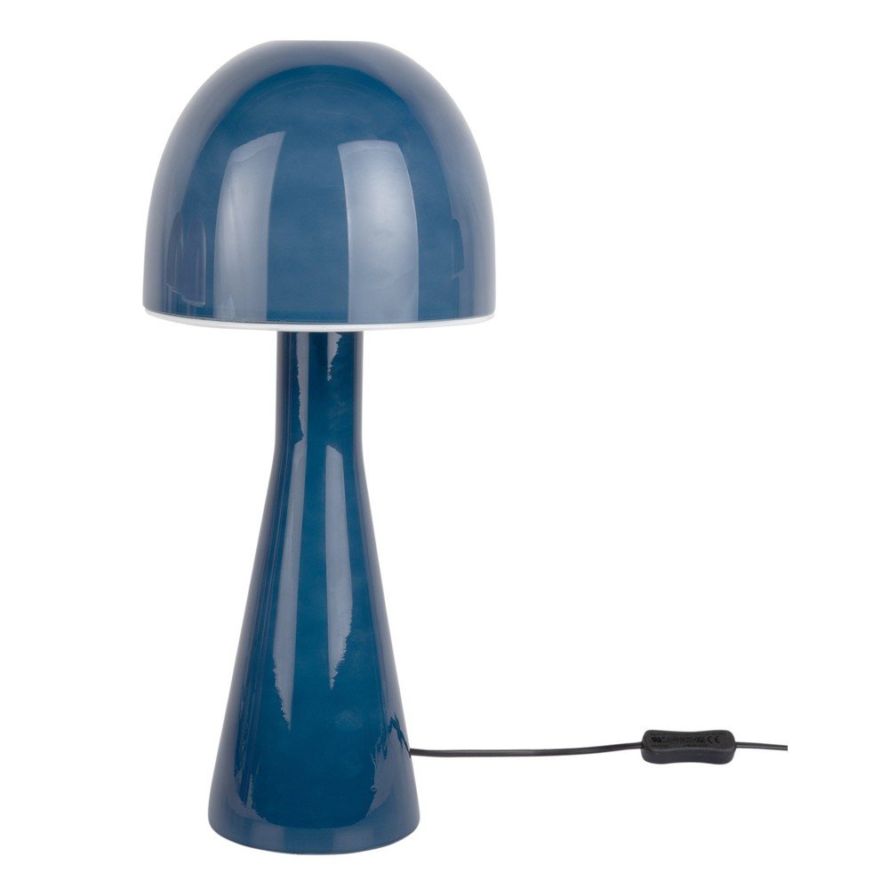 Tmavomodrá stolová lampa so skleným tienidlom (výška 45 cm) Bombin – Leitmotiv