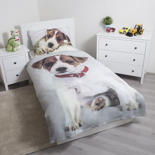 Šedé bavlněné dětské povlečení na jednolůžko 140x200 cm Dog – Jerry Fabrics