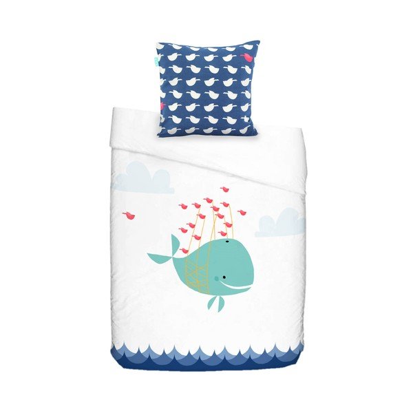 Dětské bavlněné povlečení Baleno Whale Ride, 140 x 200 cm
