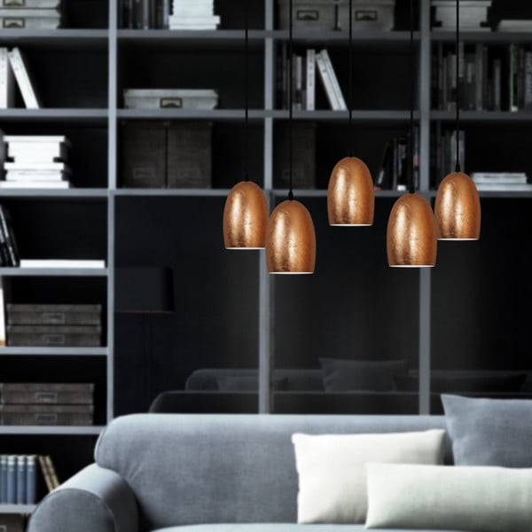 Pětiramenné závěsné svítidlo v měděné barvě Sotto Luce UME , ⌀ 14 cm-image-1