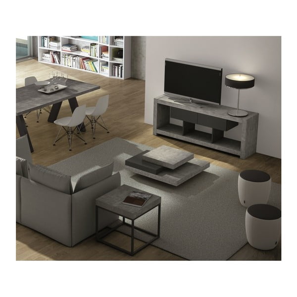 Černo-šedý konferenční stolek v dekoru kamene 90x90 cm Slate - TemaHome-image-2