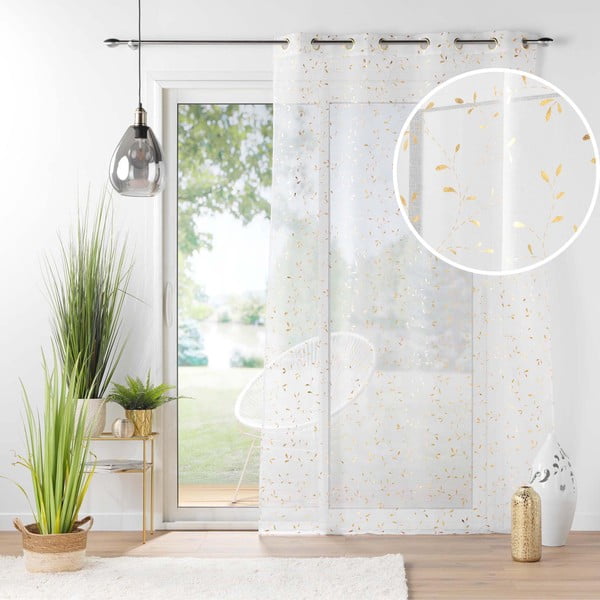 Bílá/ve zlaté barvě voálová záclona 140x240 cm Floressia – douceur d'intérieur-image-4