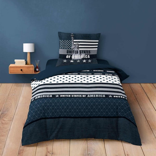 Tmavě modré bavlněné povlečení na jednolůžko 140x200 cm States – douceur d'intérieur-image-4